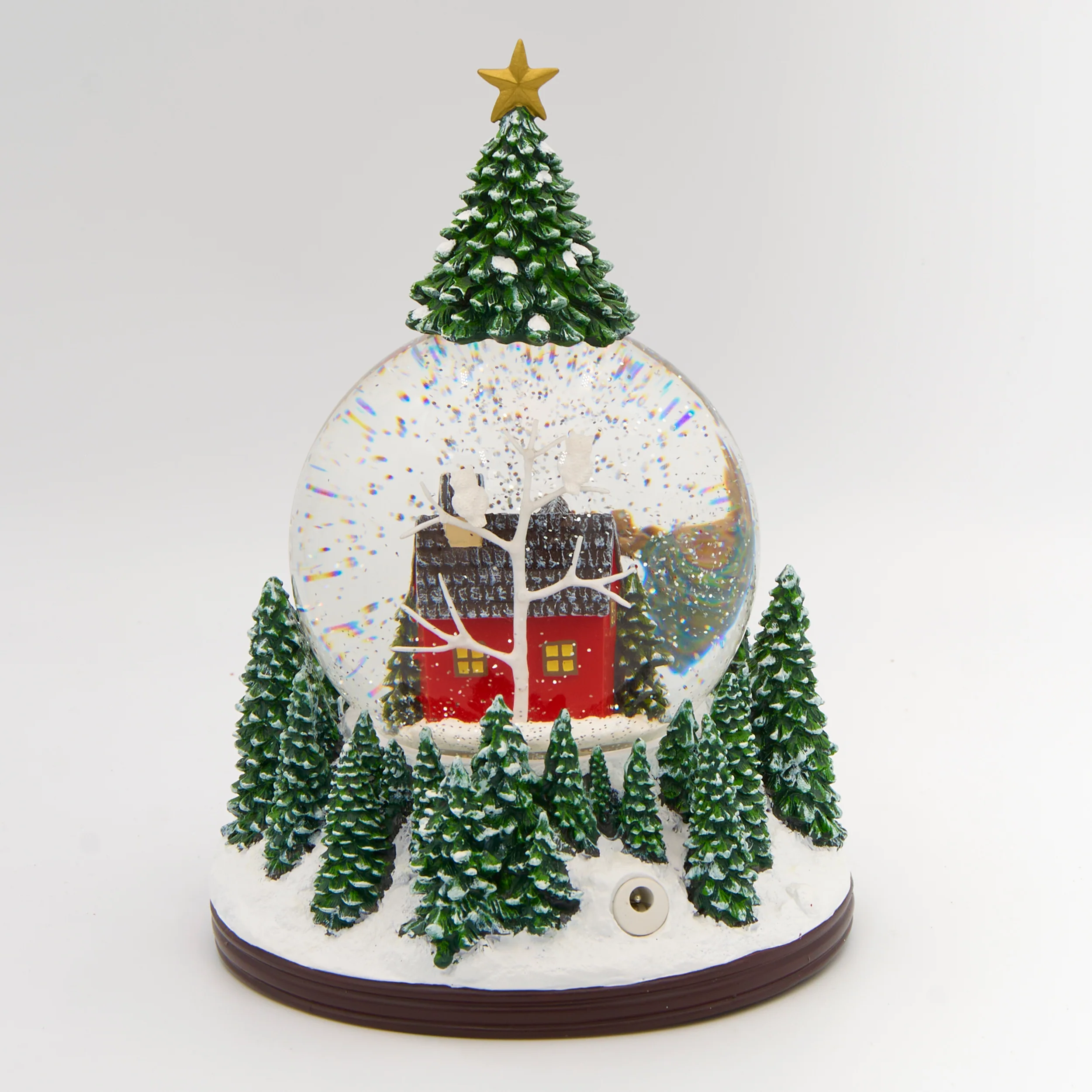 Glitterdome Lighted Musical Cabin with Treetop Swirl – "Deck the Halls" Tune - Image 3